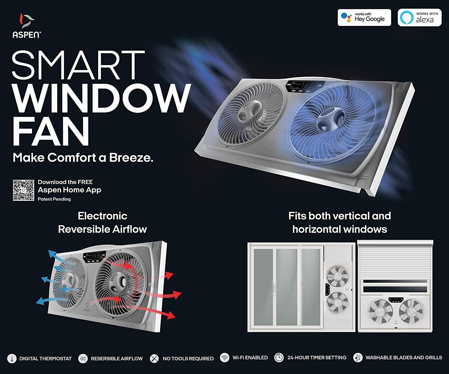 Sunbeam top SWF2000 Dual Twin Window Fan Multiple Speed Settings Extendable Screen